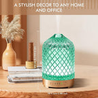 Essential Oil Diffuser 200ml-Ultrasonic Aroma Diffuser with 4 Timers, Aromatherapy Diffuser 7 Color LED Lights Auto Shut-Off Protection for Home Office (Rhombus-Glass)