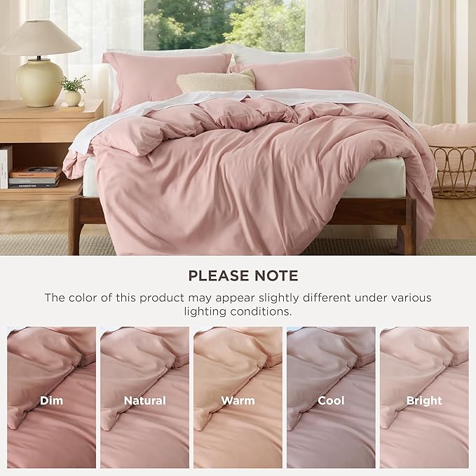 Bedsure Duvet Cover King Size - Soft Double Brushed Bedding Set for Kids & Adults, Zipper Closure, 3 Pieces, Includes 1 Duvet Cover (104"x90") & 2 Pillow Shams, NO Comforter, Blush Pink