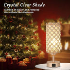Crystal Table Lamp with USB C+A Ports, 3 Way Dimmable Touch Lamp with Crystal Shade, Champagne Gold Bedside Nightstand Small Lamp for Living Room Bedroom Home Office