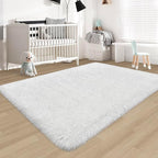 White Fluffy Area Rugs for Bedroom Living Room 4x6 Large Shaggy Soft Fur Throw Rug Non Slip Modern Indoor Furry Floor Carpet Washable Plush Fuzzy Kids Rug for Nursery, Baby, Teen Dorm Room
