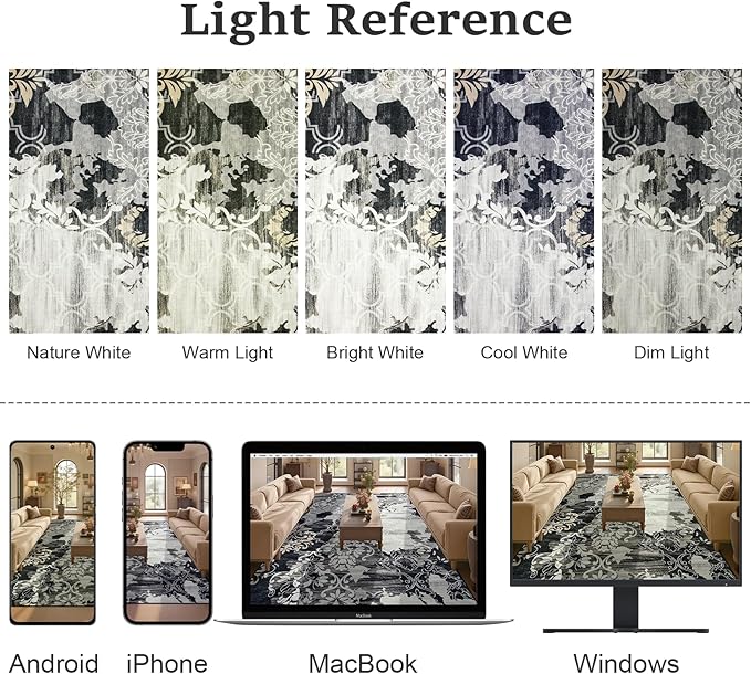CRYPTOLITE Abstract Area Rug Washable Rug with Non-Slip Backing Low Pile Area Rugs for Living Room, Bedroom, Dining Room,4x6, Black