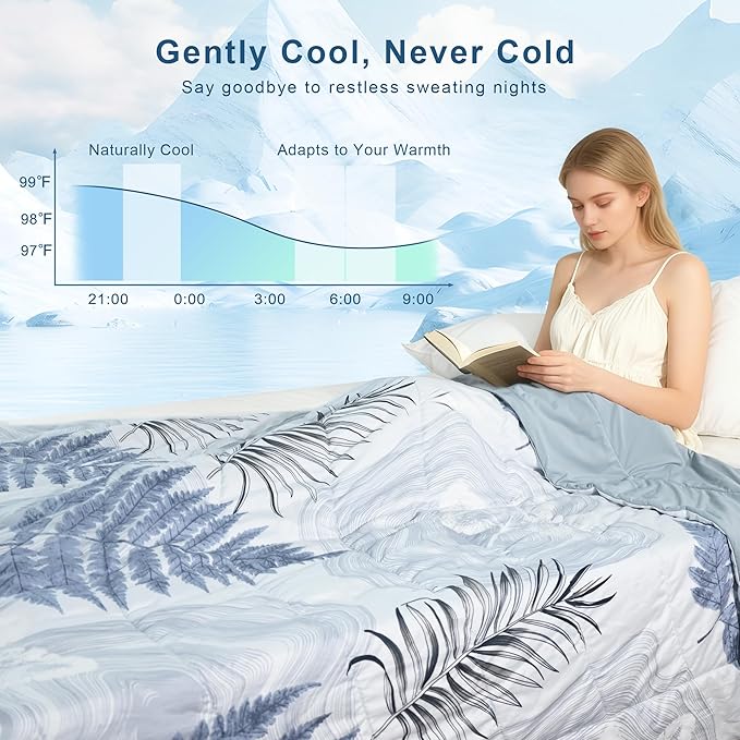 Cooling Comforter Twin Size, Cooling Blankets for Hot Sleepers, Breathable Lightweight Cold Blanket, Ultra Soft Thin Summer Bedding (Dusty Blue, Twin)