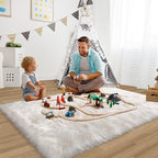 White Faux Fur Rug 3x5 Faux Sheepskin Rugs for Living Room Fluffy Washable Area Rugs for Bedroom Nursery Room Luxury Room Decor Furry Fuzzy Rug Rectangle Carpet