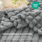 BEDELITE Grey Throw Blanket Twin Size for Bed- Super Soft and Warm 3D Checkered Fluffy Fuzzy Fleece Blanket, Luxurious Plush Cozy Blanket for Room Decor Fall and Winter, 60x80 inches