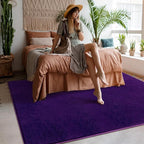 Softlife Washable Bedroom Rug, 4x6 Purple Area Rugs for Living Room, Soft Fluffy Fuzzy Carpet Bedside Rugs Indoor Non-Slip Rug for Kids Home Decor Aesthetic Dorm Nursery