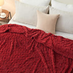 NEWCOSPLAY Super Soft Twin Blanket Red Premium Silky Flannel Fleece 3D Heart Checkered Lightweight Bed Blanket All Season Use (Red Heart, Twin(60"x80"))
