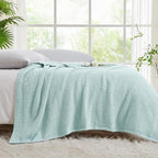 CYMULA Knit Throw Blanket for Couch Sky Blue - Super Soft Lightweight Plush Fuzzy Fluffy Cozy Blankets and Throws for Sofa Bed, 60 x 80 inches