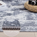 Area Rug 6x9 Washable Rugs Modern Abstract Area Rug Soft Non-Slip Non-Shedding Faux Wool Stain Resistant Floor Carpets for Living Room Bedroom Dining Room Kids Room Home Office (Grey)
