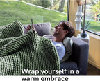 YnM Velvet Weighted Blanket, Handmade Chunky Knitted Design, Soft and Cozy, Temperature Regulating and Breathable, Machine Washable Throw for Sleep or Home Decor (Avocado Green, 80x87 Inch, 25lbs)