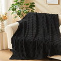 NEWCOSPLAY Super Soft Twin Blanket Black Premium Silky Flannel Fleece 3D Checkered Lightweight Bed Blanket All Season Use (Black Checkered, Twin(60"x80"))