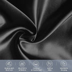 Elegant Comfort 2-Pack Cooling Viscose Satin Pillowcase Set with Hidden Zipper Closure, Silky Smooth for Best Hair and Skin Care-Beautiful Gift Box-2-Piece Satin Pillowcase Set, Standard/Queen, Black