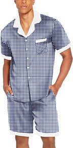 Ekouaer Men Satin Silk Pajamas Set with Pockets Sleepwear Shorts Satin Summer Loungewear 2 Piece Button Down Set S-3XL
