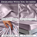 SLEEP SANCTUARY Satin Sheets Queen Size – 4 Piece Luxury Silky Bed Set, Softer Than Silk, 15" Deep Pocket, Cooling & Wrinkle-Free, Moisture-Wicking & Breathable for Hair & Skin (Lavender)