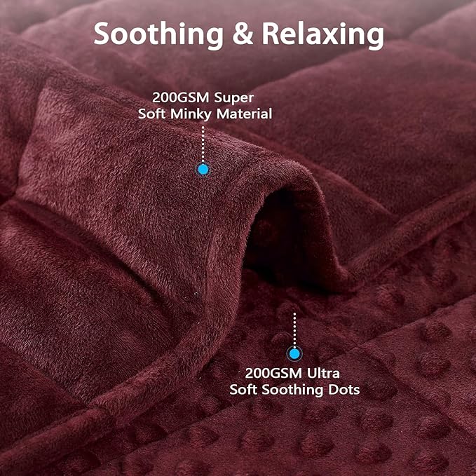 L'AGRATY Weighted Blanket for Adult - 60"x80" 15lbs Minky Dots Heavy Blanket with Glass Beads Soft Breathable for All-Season Summer Fall Winter Thick Comfort for Sleeping