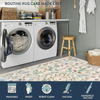 Lahome Chloe Insect Botanical Washable Beige 5x7 Area Rugs for Living Room, Non Slip Rugs for Bedroom, Boho Indoor Throw Dining Room Rugs for Under Table Carpet for Entryway Kitchen Office(Beige,5x7)