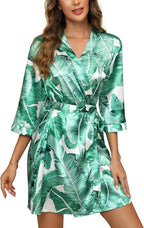 Samring Women's Bride Bridesmaids Robe Short Satin Kimono Robes for Wedding & Bridal Party Silk Bathrobes for Women