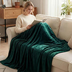 Exclusivo Mezcla Fleece Blanket Twin Size for Bed, Super Soft and Warm, All Season, Cozy, Plush, Lightweight, 60x80 Inches Forest Green