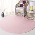 SAFAVIEH Washable Rug Faux Rabbit Fur Shag Collection - 6' Round, Pink, Slip Resistant & Easy Cleaning, Ideal for Living Room, Bedroom, Kids Playroom, Nursery, Dining Space (FRF100U)