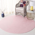 SAFAVIEH Washable Rug Faux Rabbit Fur Shag Collection - 6' Round, Pink, Slip Resistant & Easy Cleaning, Ideal for Living Room, Bedroom, Kids Playroom, Nursery, Dining Space (FRF100U)