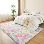 Litanika 6x9 Shag Area Rug for Living Room Bedroom, Tie-Dyed Rainbow High Pile Soft Plush Shaggy Furry Cute Bedside Playroom Dorm Carpet, Non-Slip, Non-Shedding Modern Indoor Floor Rug