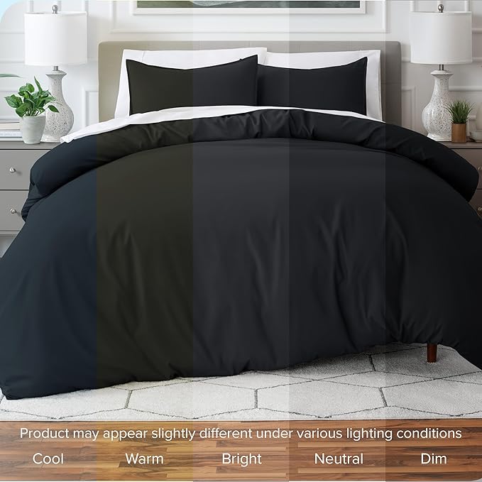 Bare Home Bedding Duvet Cover Full Size - Premium 1800 Super Soft Collection - Lightweight, Cooling Duvet Cover - Soft Breathable Bedding (Full, Black)