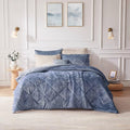 Intelligent Design Queen Comforter Set, Velvet Comforter Set , Luxury Diamond Quilting Comforter Set, Fluffy Comforter Bed Set with Decorative Pillowand 2 Shams, 4 Piece Blue, Full/Queen