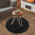 Small Black Round Rug 2ft for Bedroom, Faux Fur Fluffy Circle Rug Furry Carpet for Kids Room Teen's Room Nursery Desk, Plush Circular Shaggy Rug for Living Room Dorm Decor Aesthetic Black