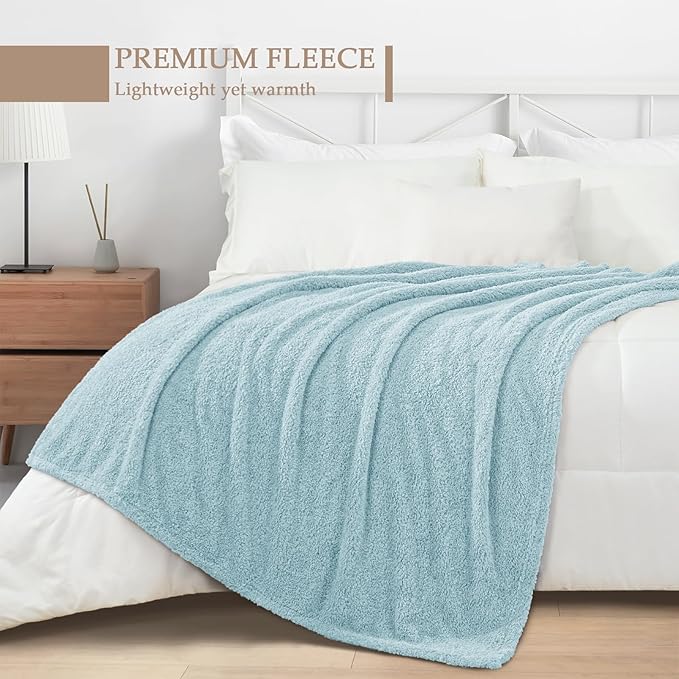 Exclusivo Mezcla Fleece King Size Bed Blanket, Ultra Soft, Lightweight and Fuzzy Stone Blue Blanket for Women, Home Decor, 90x104 Inches