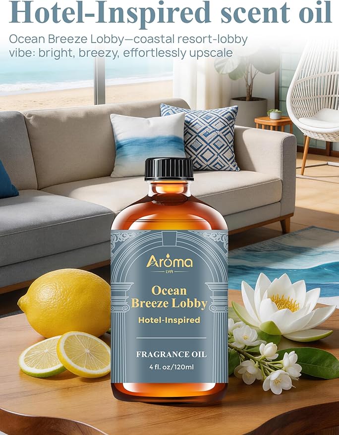 Ocean Breeze Lobby — a Hotel-Inspired Fragrance Oil that Feels Like a Coastal Resort Lobby, Hotel Diffuser Oil for Home Fragrance Oil for Ultrasonic and Waterless Diffusers and Crafting