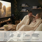 Cable Knit Throw Blanket 50x60 for Couch, Buttery Soft Textured Decorative Knit Blanket, Lightweight Microfiber Sofa Throw for Living Room, Farmhouse Home Decor, Ivory White