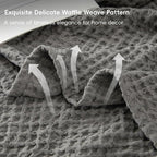 PHF Ultra Soft Waffle Weave Throw Blanket 50"x 60"- Washed Lightweight Breathable Cozy Woven Blanket for Bed - Aesthetic Decor for Couch Bedding Sofa Home Car - Grey