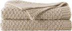 WDCOZY Chunky Cable Knit Throw Blanket Super Soft Warm Knitted Throw Blanket for Couch, Sofa, Chair, Bed Lightweight Breathable Cozy Comfortable Home Decorative Camel Tan Beige 50x60 Inches