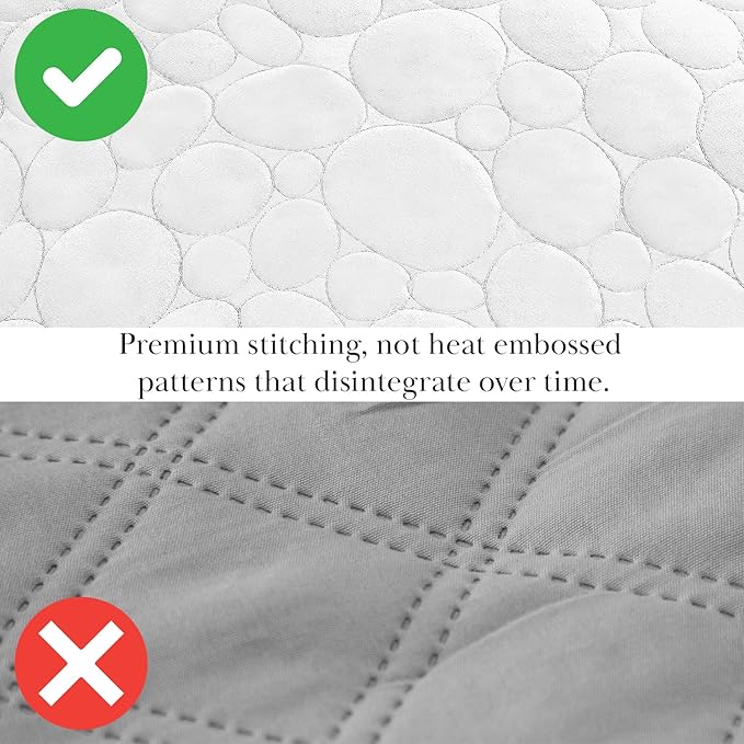 Southshore Fine Living, Inc. Oversized Queen Quilt Bedding Set, Soft Prewash Fabric, Soft Coverlet Bedspread 3-Piece with Two Matching Pillow Shams (98 in Wide x 98 in Long), Full/Queen, Pebble White