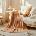 Cotton Muslin Throw Blanket with Tassels, Lightweight Woven Gauze, Pre-Washed Breathable Farmhouse Decor for Bed, Couch, All-Season Use (Tan, 60" x 80")