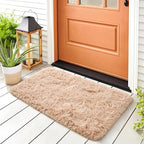 Noahas Door Mat Indoor Entrance,2x3 Shaggy Small Beige Area Rugs for Entryway,Non-Slip Fluffy Entry Bedroom Rug,Soft Plush Bedside Throw Kids Carpet
