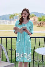 Ekouaer Women Zipper Robe Short Sleeve Duster Housecoat Short Bathrobes Zip Front Nightgown with Pockets S-3XL