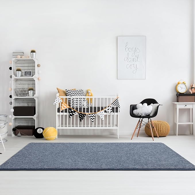 Keeko Soft 2x6 Runner Rug, Bedside Rugs for Bedroom Living Room Small Area Throw Rugs Indoor Runner Hallway Carpets Memory Foam Laundry Room Rug for Teen Kids Nursery Dorm Classroom Decor Blue