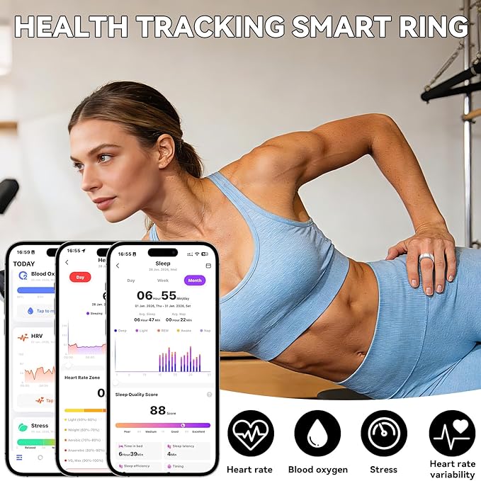 Smart Ring for Women Men,Fitness Tracker Ring,Heart Rate,Blood Oxygen,Step Tracker,Sleep Tracker,Meditation Assistance,No Subscription Fee,IP68 Waterproof Smart Ring for iphone&Android(Black 11)