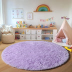 ONASAR Light Purple Round Rugs 6ft for Living Room Bedroom, Fluffy Circle Area Rug for Kids Girls Boys Teen, Soft Plush Shaggy Carpet for Nursery Dorm Classroom Playroom Home Decor Aesthetic