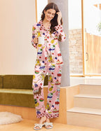 Ekouaer Silk Pajamas for Women Long Sleeve Satin Pajama Set Silky Pj Sets 2 Piece Button Down Loungewear Sleepwear