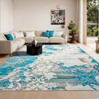 CRYPTOLITE Area Rugs 9x12 Rug for Living Room Abstract Washable Rug with Non-Slip Backing Low Pile Area Rugs for Bedroom, Dining Room, Blue