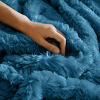 Hyde Lane Dark Teal Fuzzy Throw Blanket for Couch Sofa, Reversible Ultra Soft Faux Fur Throws, Plush Fluffy Blankets | 60x80 Peacock Blue
