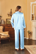 Ekouaer Women's Classic Button Down Long Satin Silk Pajama Set