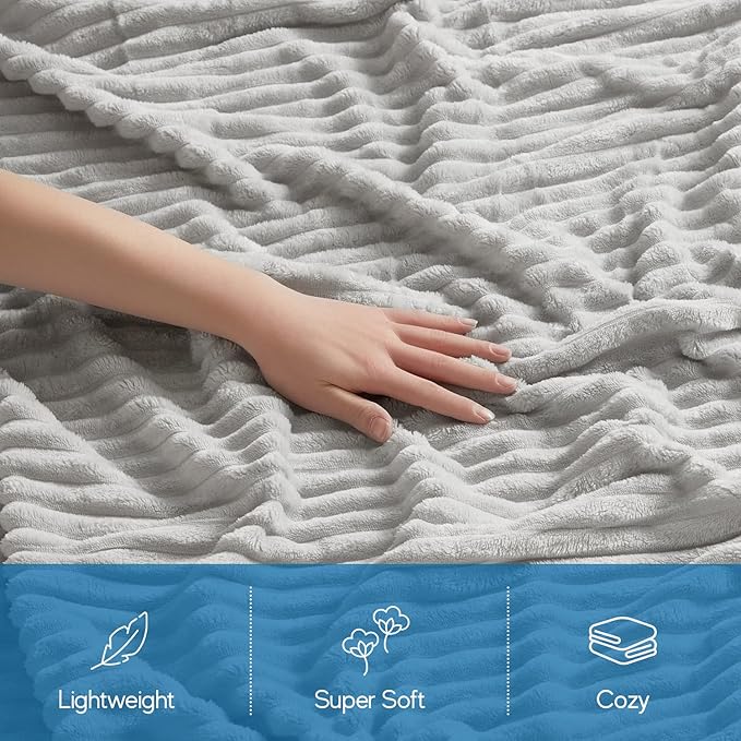 Nestl Blanket Twin Size for Bed - Cozy Warm Fuzzy Blankets for Women, Plush Small Fleece Throws for Girls - Silver Grey, 66 x 90 Inches
