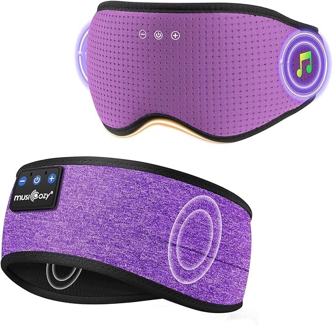 MUSICOZY Sleep Headphones with Bluetooth 5.4 Sleep Mask, Removable 3D Eye Cups for Zero Pressure Comfort, Wireless Bluetooth Eye Mask for Sleeping with Timer, Gifts for Men Women