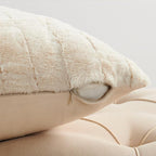 Striped Throw Blanket and Pillow Covers Set (No Inserts) for Couch and Bed, Plush Warm Lightweight Fuzzy Faux Fur Blanket for All Seasons (50" x 60", Cream)