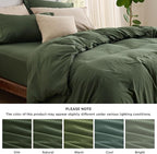 Bedsure Duvet Cover with Fitted Sheet Queen - Cooling Deep Pocket, Hotel Luxury Soft Double Brushed Bedding Set with Zipper Closure, 1 Duvet Cover, 1 Fitted Sheet, 2 Pillow Shams, NO Comforter, Green