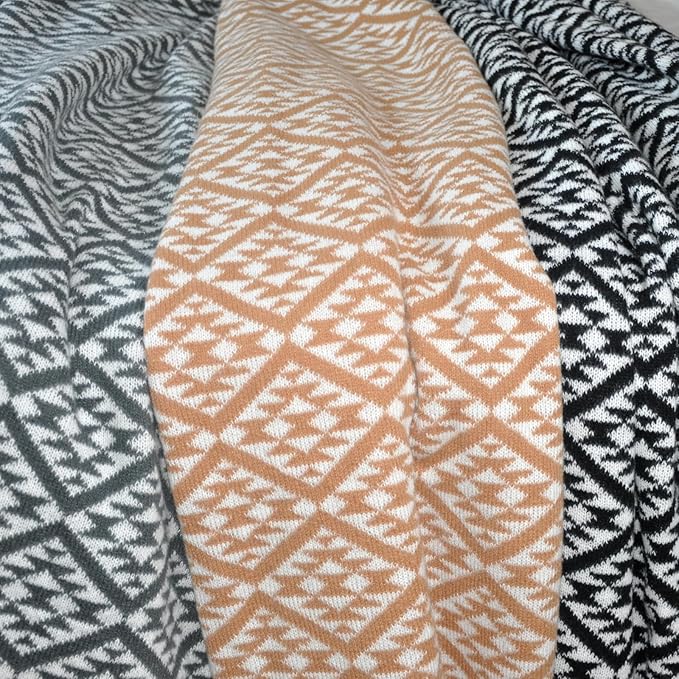 Knitted FullSize Throw Blanket - Lightweight Breathable Summer Soft Blanket of Polyester Imitation Cotton for Anti-Static,Luxury Throws for Bed, Couch and Sofa,Cozy Decorative Blankets,D3