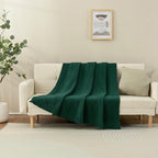 Knitted Throw Blanket 60"X80", Dark Green Knit Throws for Bed, Super Soft Boho Chevron Blankets for Couch Sofa Chair Room Decor, Textured Decorative Farmhouse Cozy Lightweight