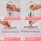 Luvkczc Crystal Touch Table Lamp, Bedside Lamp with USB C+A Ports, Pink Lamp, Dimmable Lamp with Crystal Shade, Nightstand Lamp for Girl Bedroom, Living Room, Bulb Included